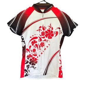PRIMAL Cycling Jersey Women Large White Red Floral Biking Compete